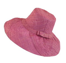 Woven Straw Wide Brim Sun Hat with Bow Straw Band - Parma Pink