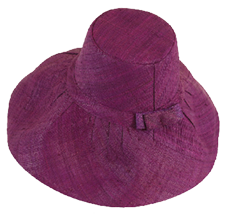 Woven Straw Wide Brim Sun Hat with Bow Straw Band - Plum
