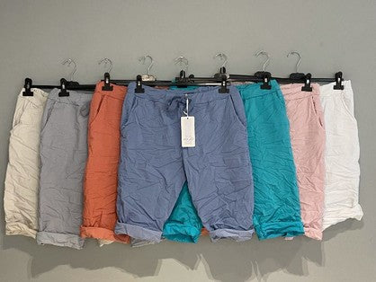 Rosa JO JO Italian Long Shorts on a hanger in various colours