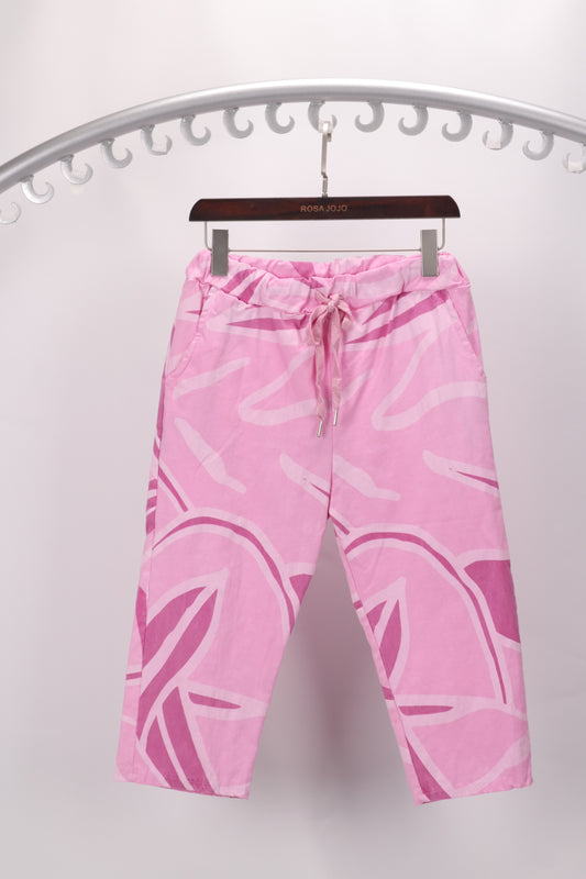 pink Holiday Drawstring Waistband Long Shorts
