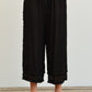 3/4 length loose capri trousers with drawstring on waist in black color