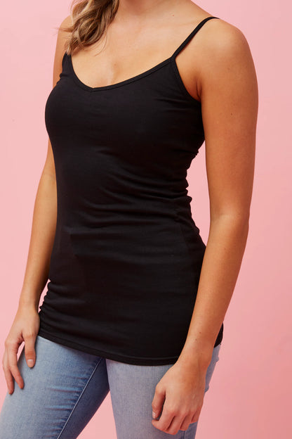 plain black reversible spaghetti strap camisole