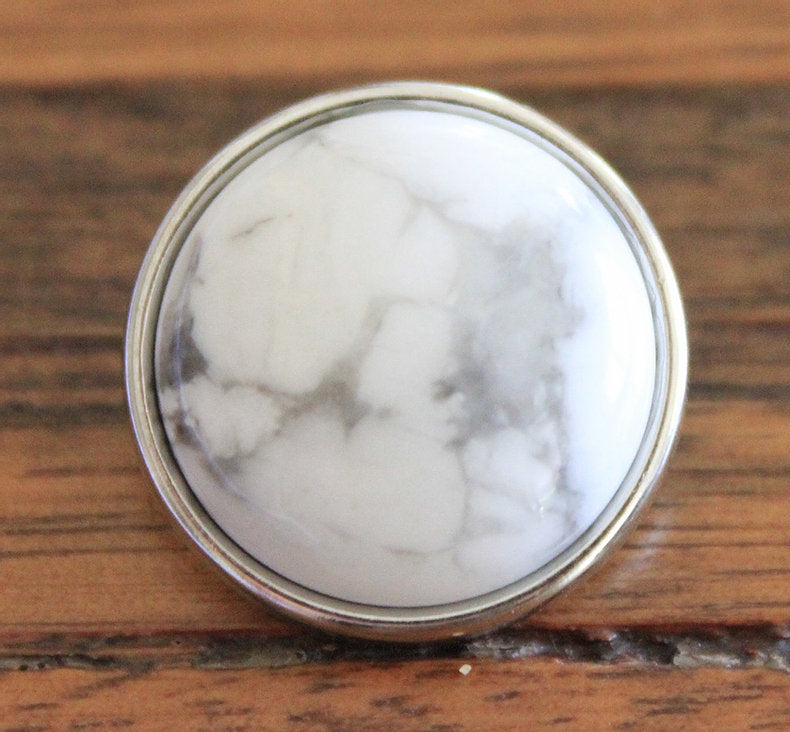white marble pattern painted stone button
