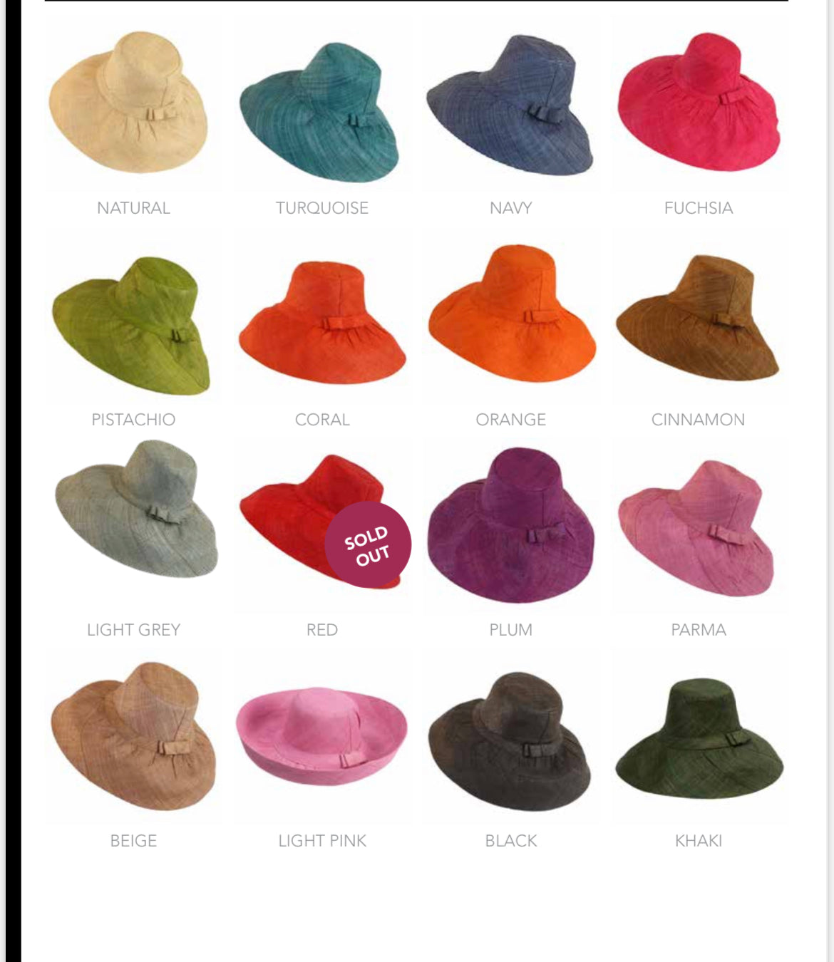 demi capeline straw hat with bow in natural, turquoise, navy, fuchsia, pistachio, coral, orange, cinnamon, light grey, plum, parma, beige light pink, black khaki