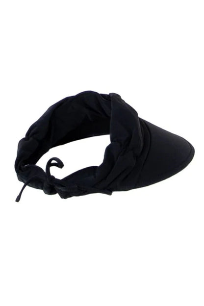 Black Calypso Ruched Adjustable Sun Visor