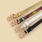 four Triple Circle Buckle Belt with Punch Tool Leather Belts in white, gold, snake skin, black