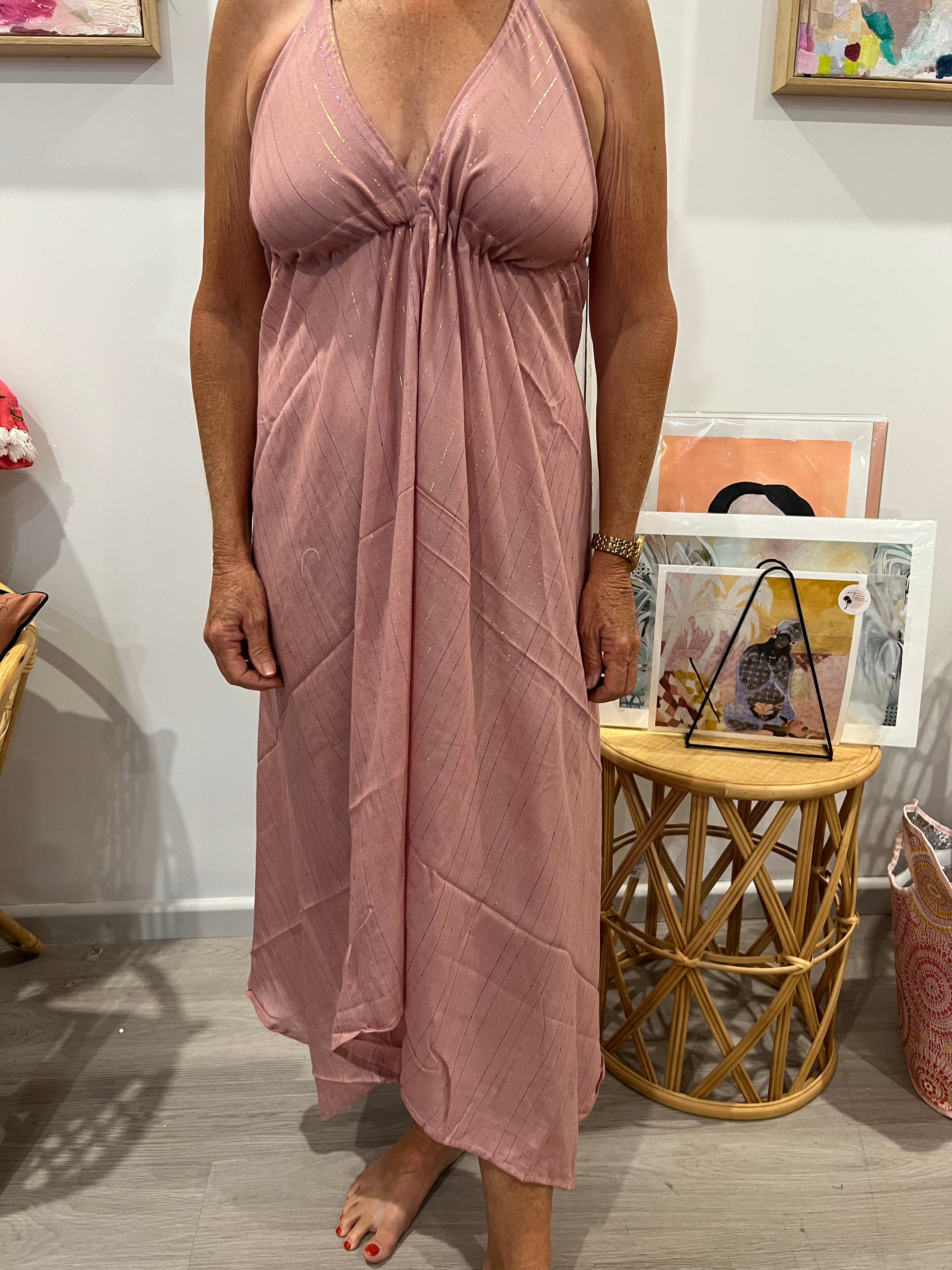 Cave Woman long Indie dress - Shiny threads