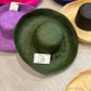 Army Green Demi Capeline Woven Straw Wide Brim Sun Hat with Bow Straw Band