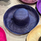 Le Panier Woven Straw Wide Brim Sun Hat with Bow Straw Band - Navy Blue