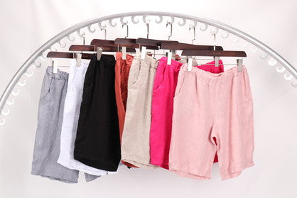 linen shorts with two side pockets in various colors