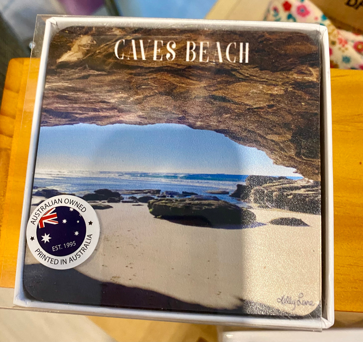 Caves beach square coaster