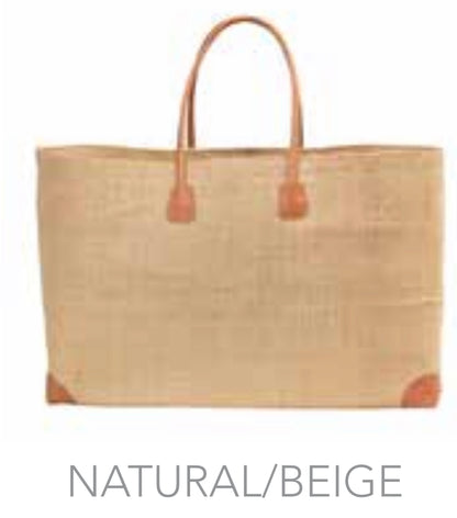 square raffia straw tote bag with leather details in natural beige