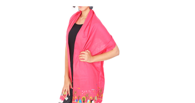 red Baddara Handmade & Embroidered Scarf