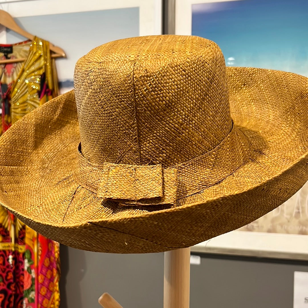 demi capeline cinnamon mocha straw hat with bow