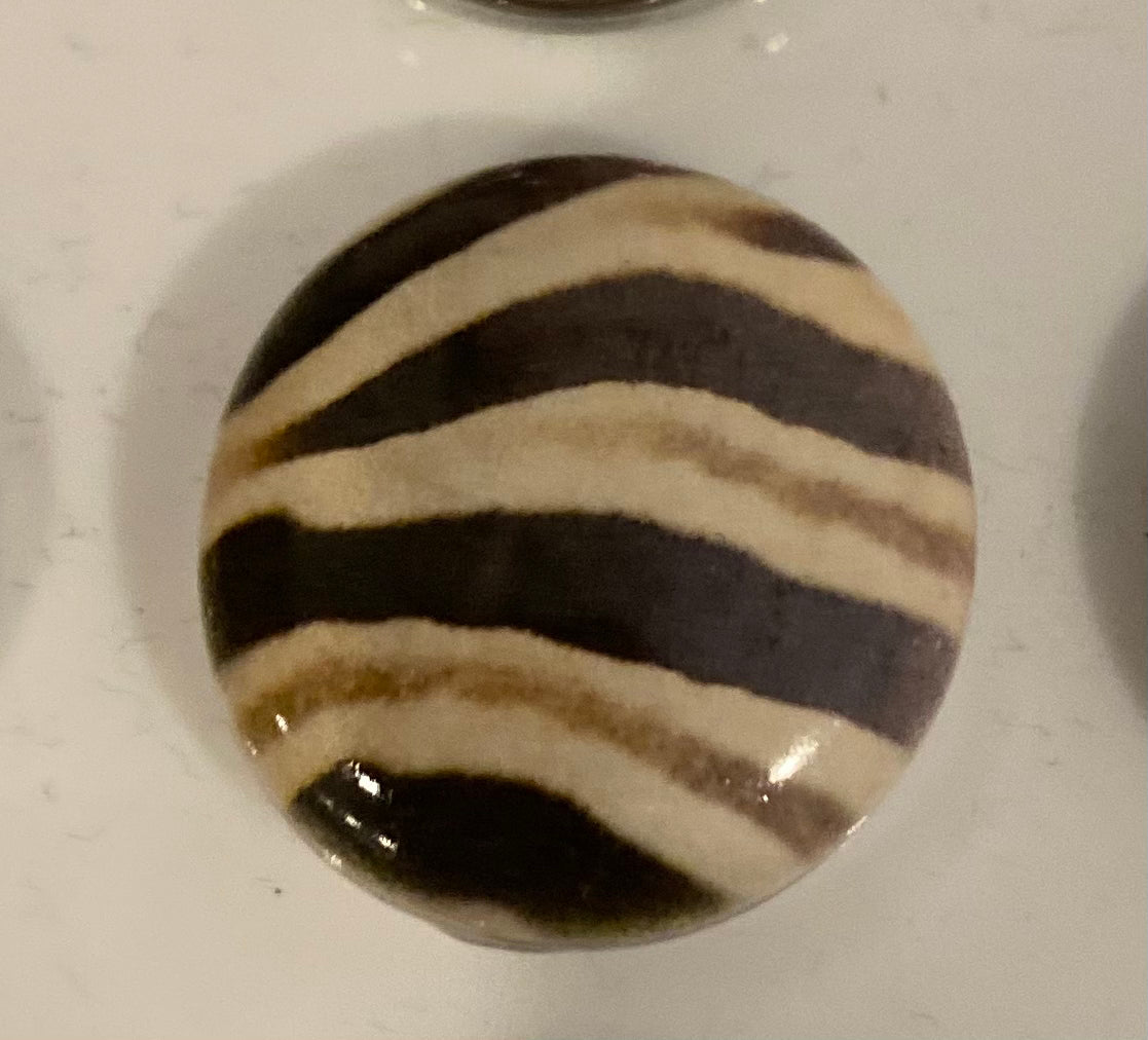 brown zebra stripe print stone button