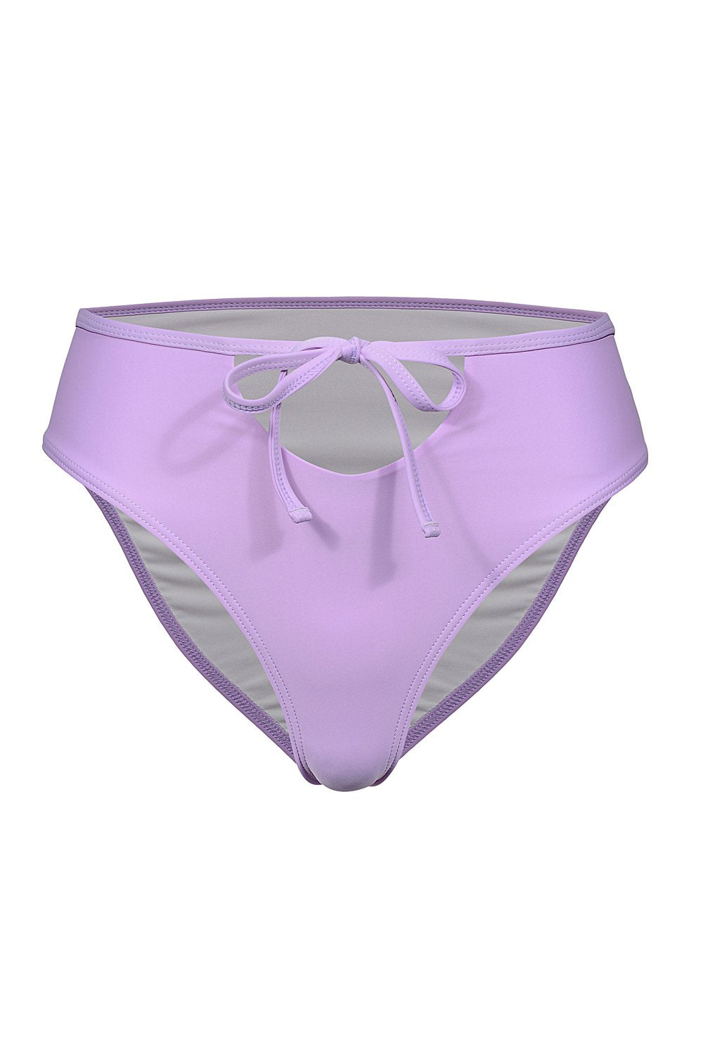 tie front bottom bikini in lilac
