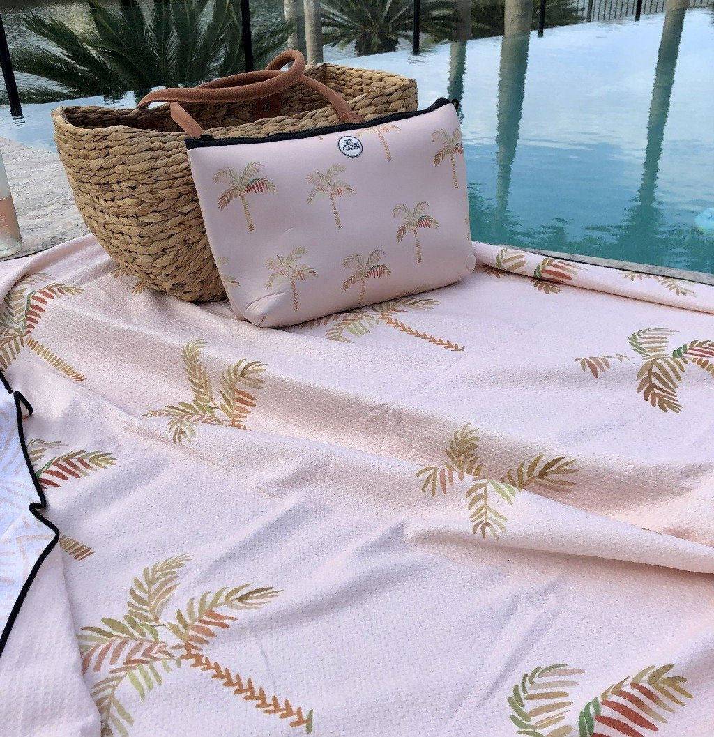 Sand Free Towel - The Mooloolaba Palm Tree in beige