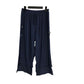 3/4 length loose capri trousers with tie on waist in navy blue color with three buttons on the side