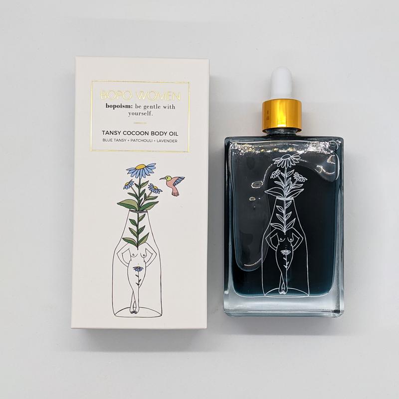 bopo women tansy cocoon body oil with box